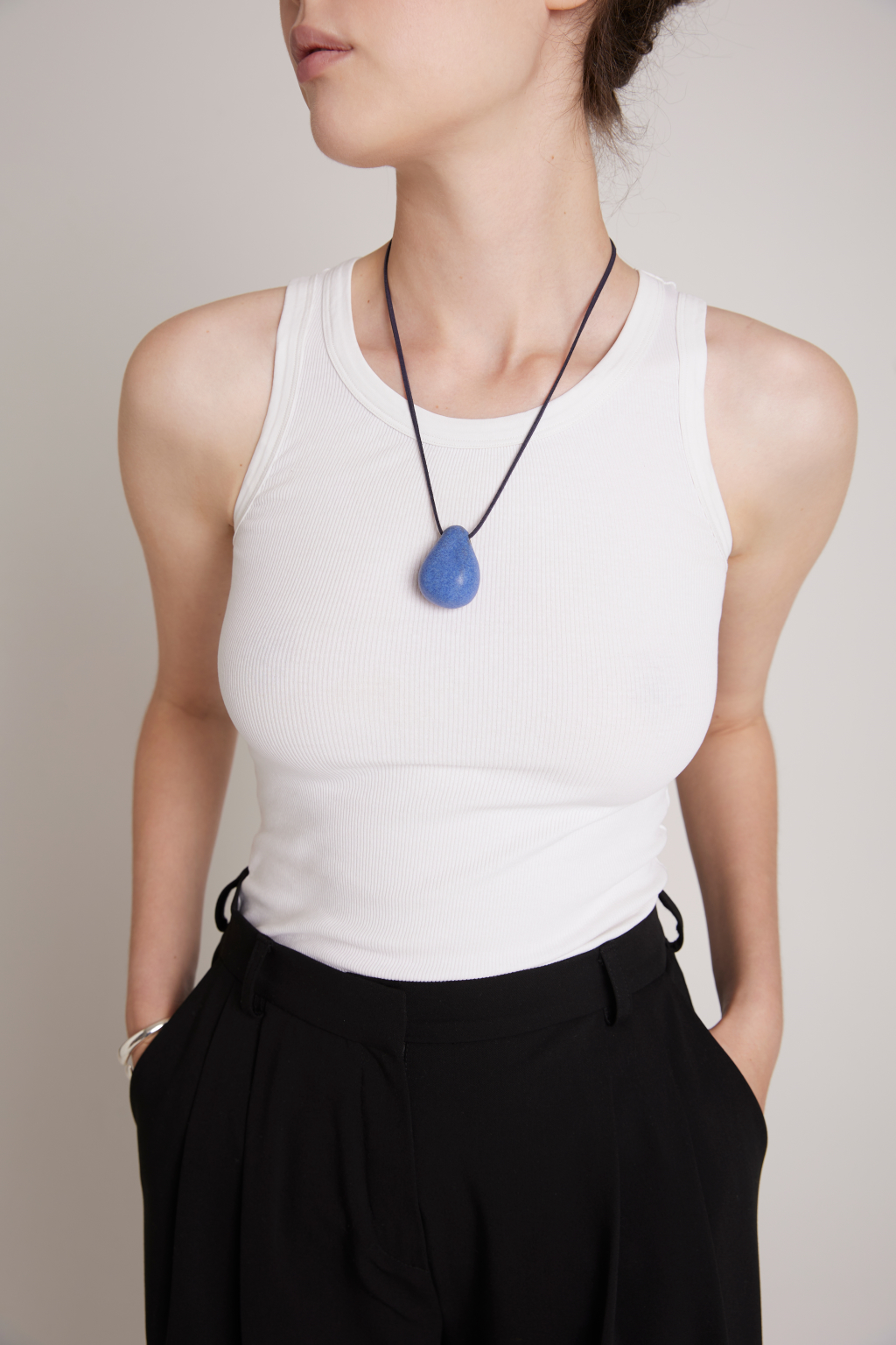 Ceramic pendant "Stone" blue